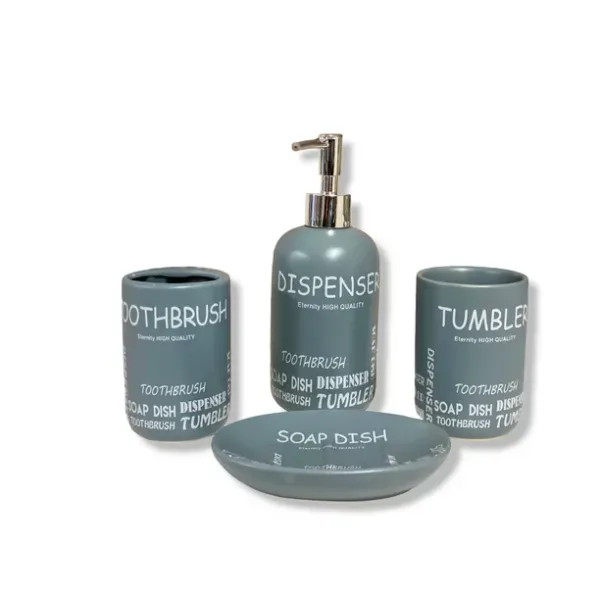 4-Pc Ceramic Bathroom Accessory Set