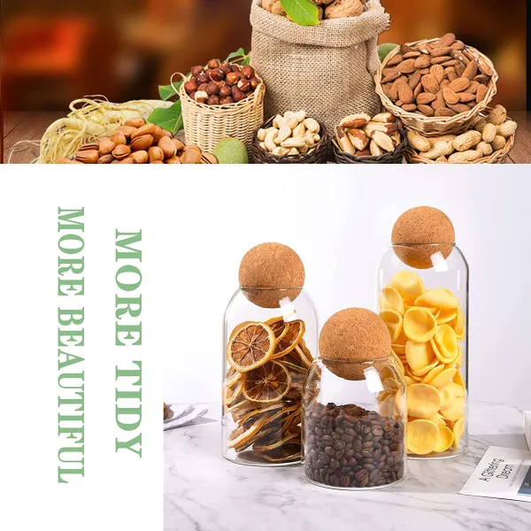 Kitchen Glass Jars with Cork Ball Lids