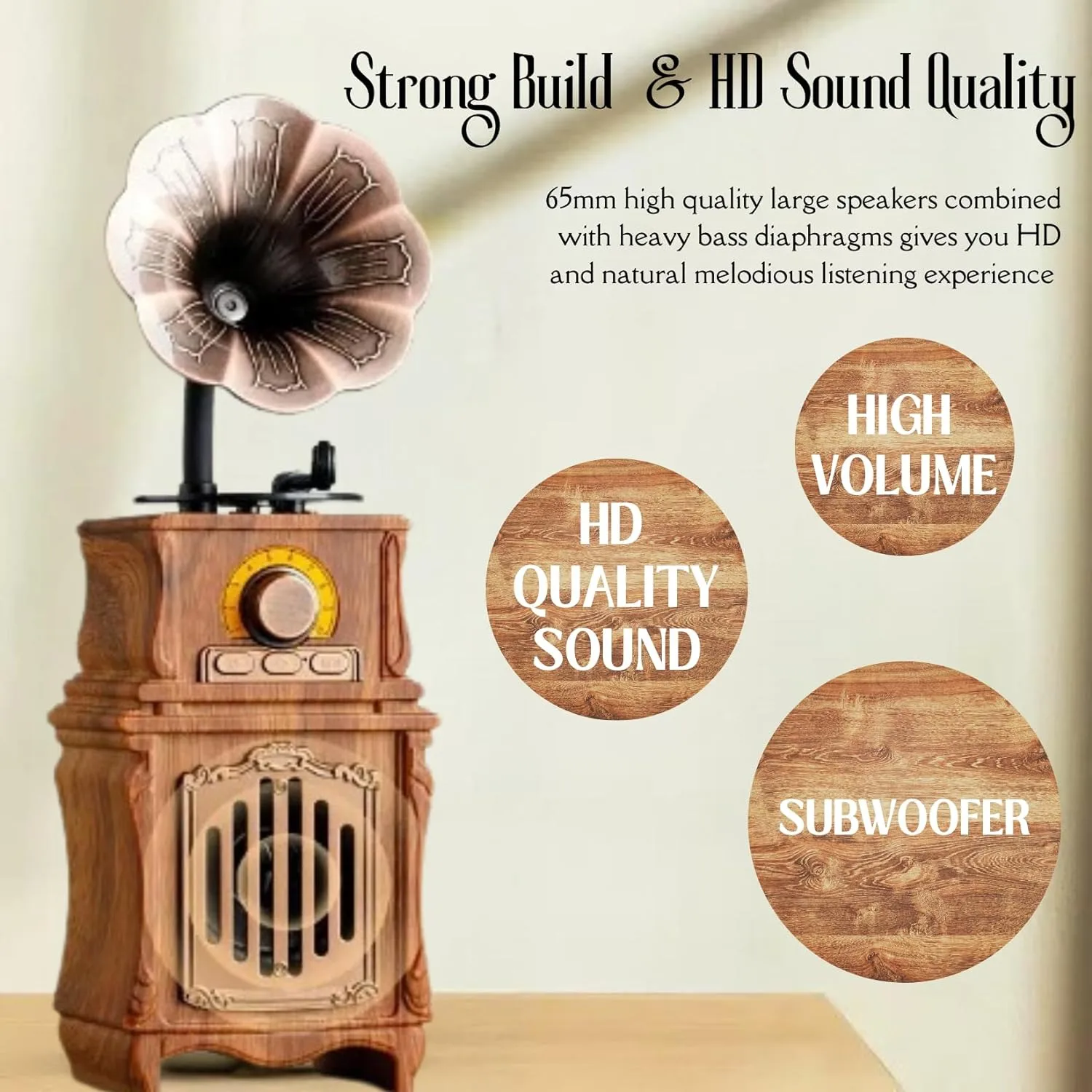 71SjGu2zv1L._SL1500_-min Retro Vintage Look Bluetooth Speaker Gramophone-Shaped Bluetooth Speaker