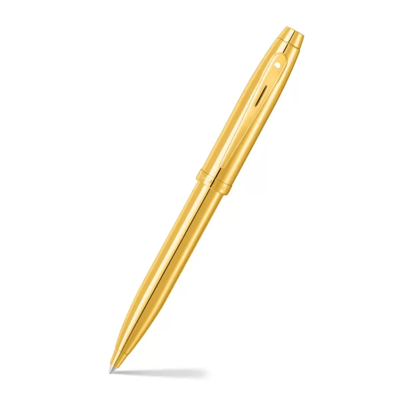 Sheaffer 100 9372 Glossy PVD Gold Ballpoint Pen With PVD Gold Trim