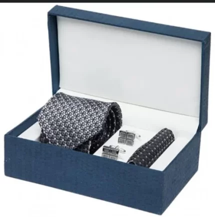Formal Tie Pocket square Cufflink Leather Box Set
