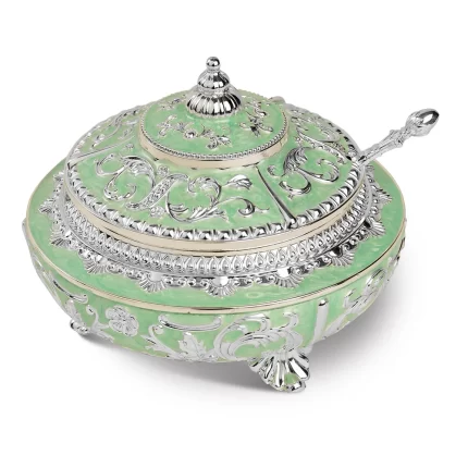 enamel german silver sugar pot