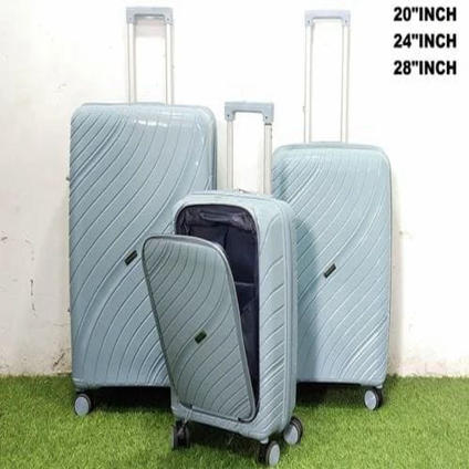 Wave Pattern Hard-Shell Luggage Set – 3 Pieces